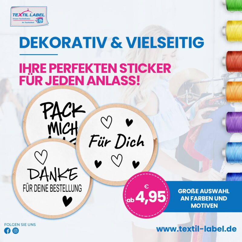 Aufkleber Textil-Label Textiletiketten Verpackunsaufkleber