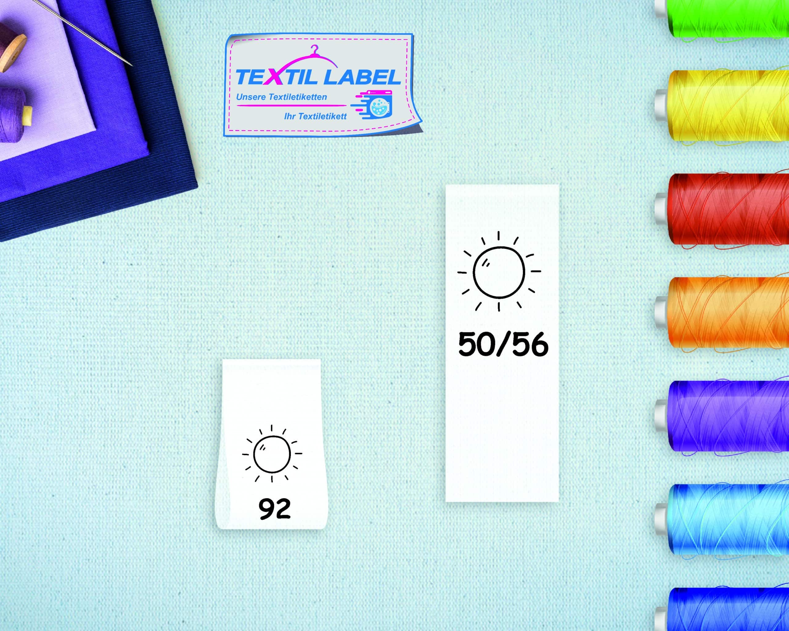 Labels Motiv und Größen Textiletiketten SG007