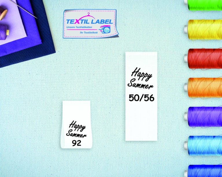 Labels Motiv und Größen Textiletiketten SG009