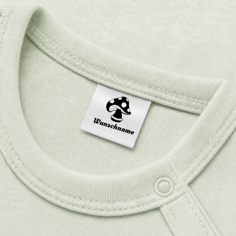 Textiletiketten mit Pilz Motiv und Wunschnamen Namensetiketten