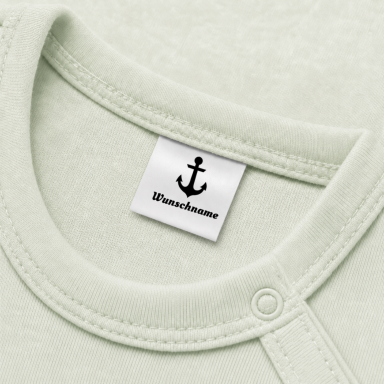 Textiletiketten mit Anker Motiv und Wunschnamen Namensetiketten