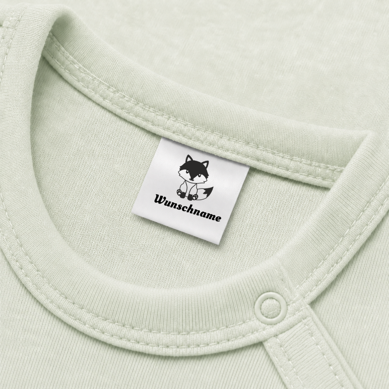 Textiletiketten mit Fuchs sitzend Motiv und Wunschnamen Individuelle Namensetiketten 2 Eingenähtes Namensetikett
