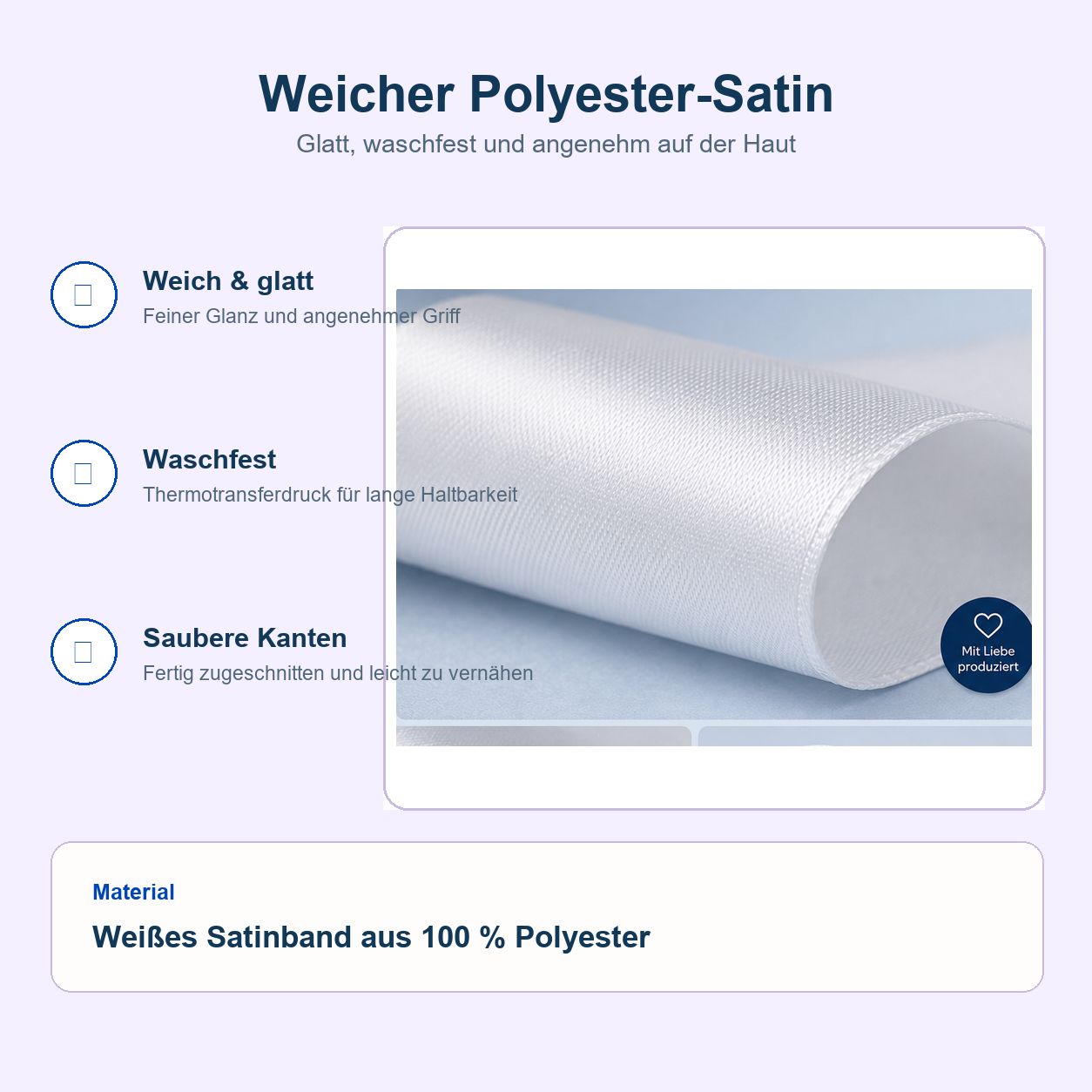Textiletiketten mit eigenem Logo, Material zum selbst beschriften 4 Polyester-Satin für L001 Logoetiketten